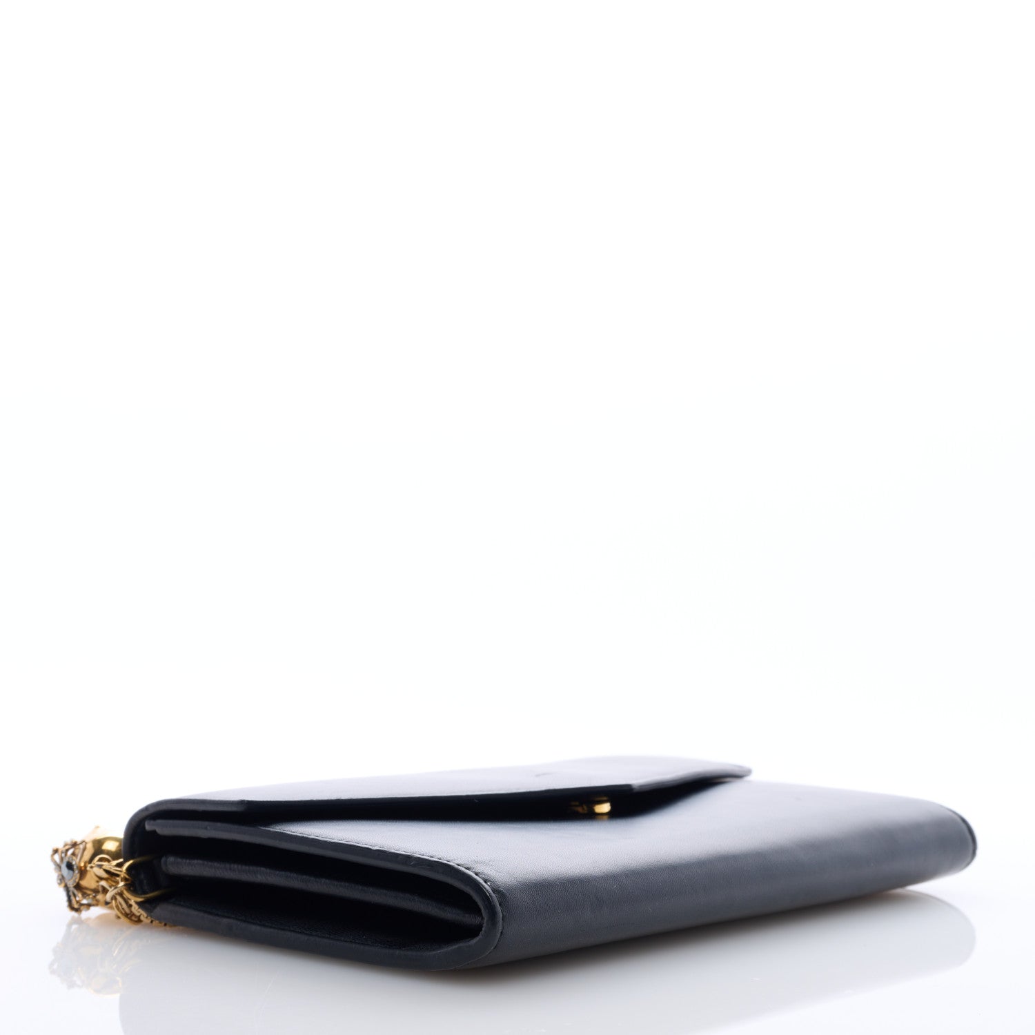 Alexander McQueen Smooth Calfskin Spider Skull Envelope Clutch Wallet Black 4 of 8