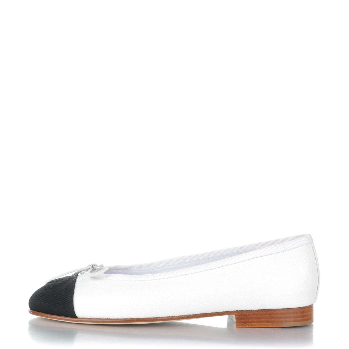 Fabric Glitter Cap Toe CC Ballerina Flats 35 White Black