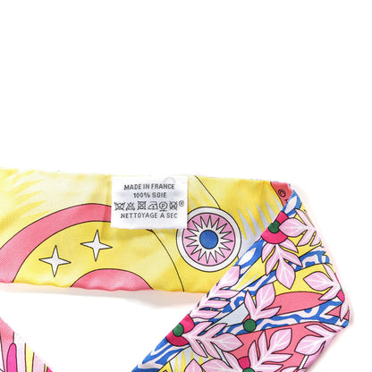 Hermes Silk La Source de Pegase Twilly Rose Vif Jaune Vif 2 of 3