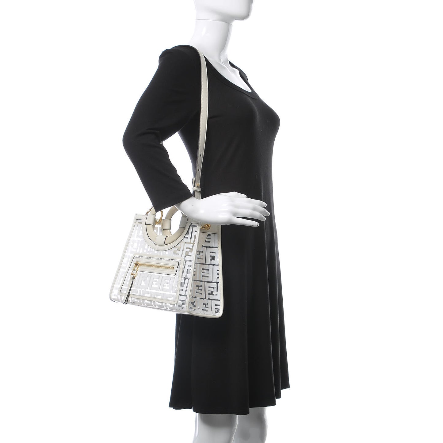 TPU FF Vitello Century Plexiglass Small Runaway Shopper Tote White