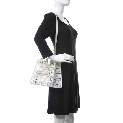 Fendi TPU FF Vitello Century Plexiglass Small Runaway Shopper Tote White 2 of 10