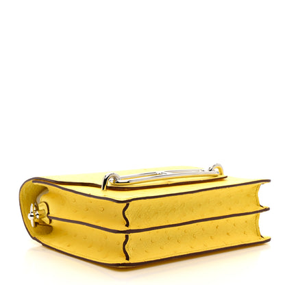 Hermes Ostrich Mini Sac Roulis Jaune Citron 4 of 14