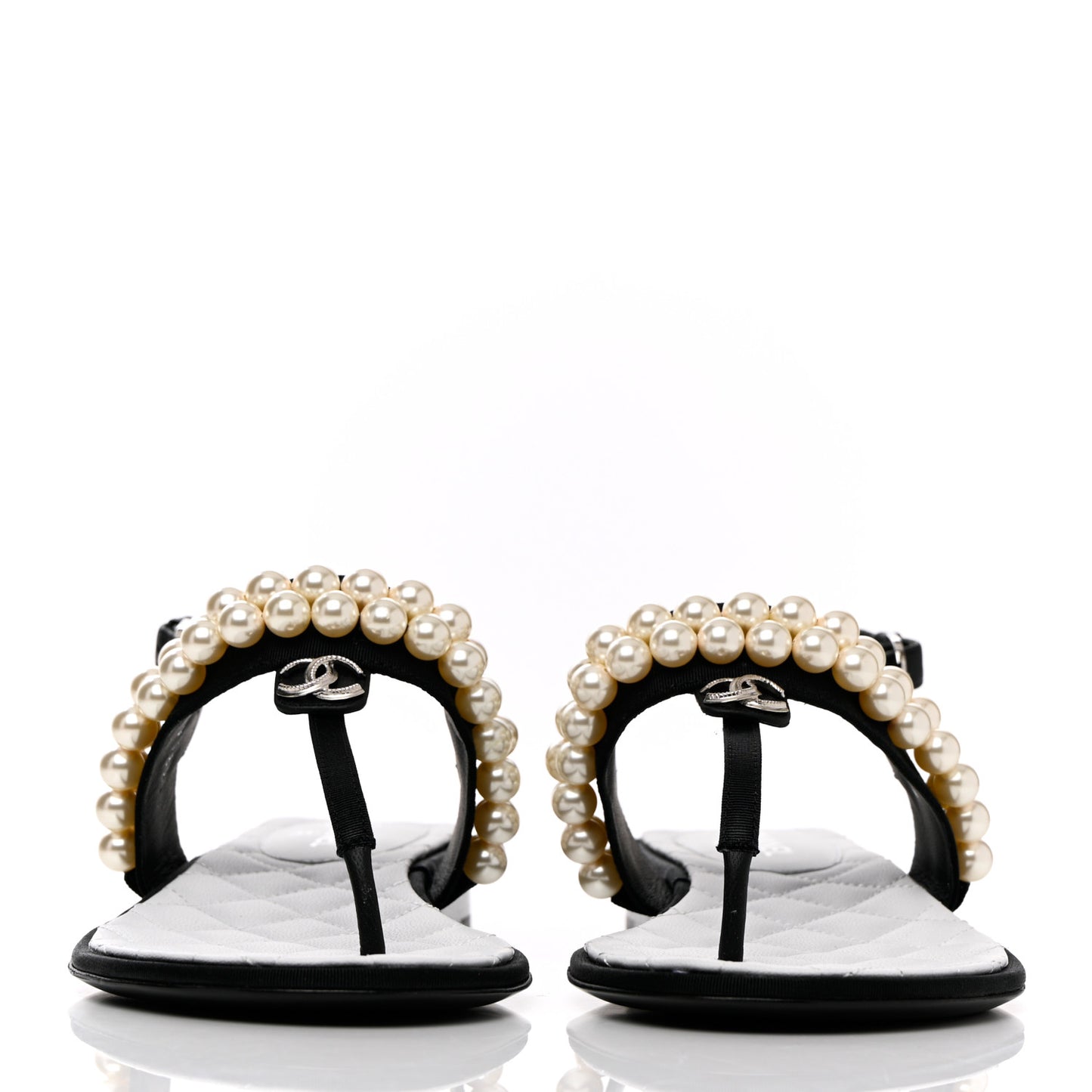 Grosgrain Pearl CC Sandals 37 Black