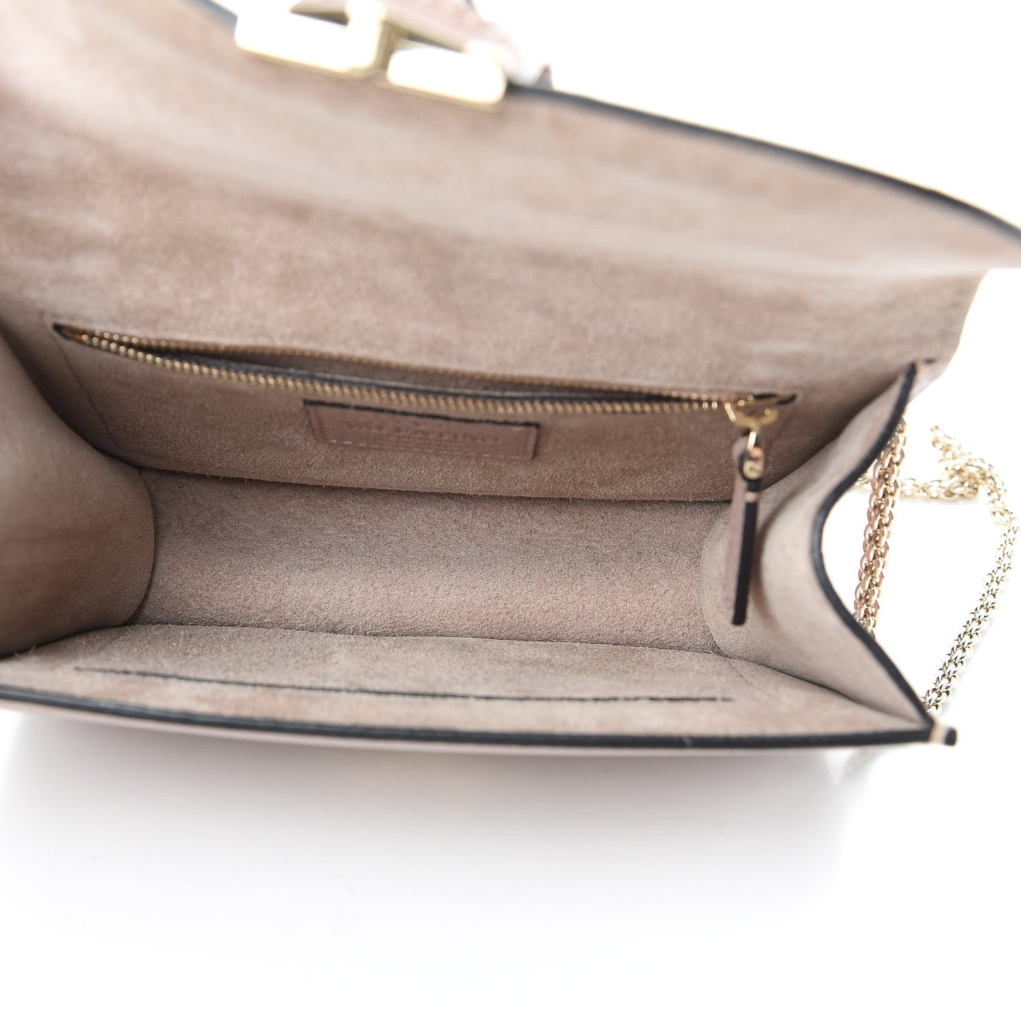 Pebbled Calfskin Small Glam Lock Rockstud Flap Poudre
