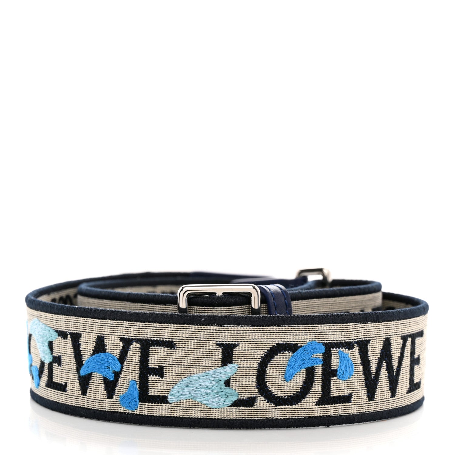 Loewe X HOWLS MOVING CASTLE Calfskin Calcifer Jacquard Anagram Strap Blue 2 of 5