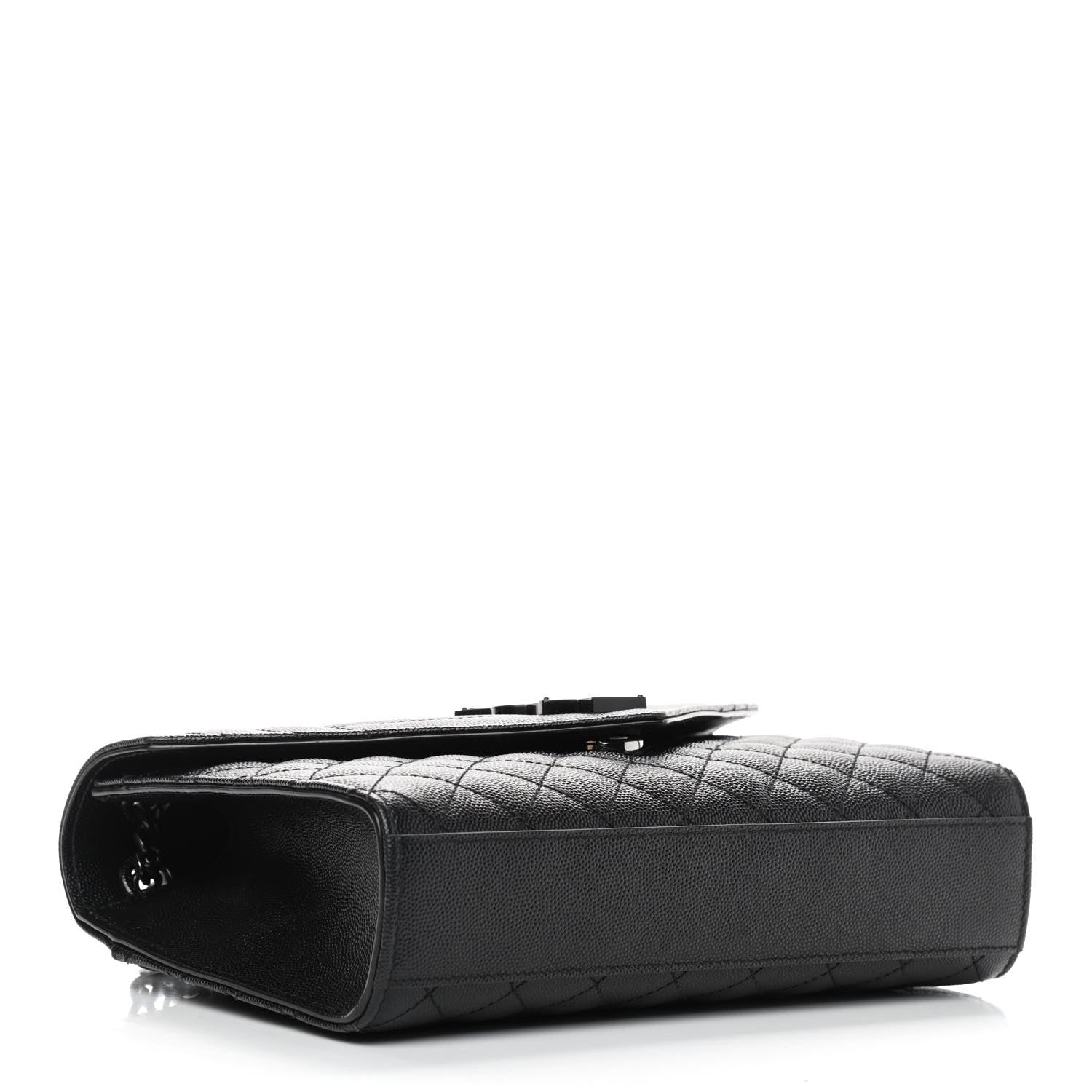 Saint Laurent Grain De Poudre Textured Mixed Matelasse Triquilt Medium Monogram Satchel Black 4 of 9