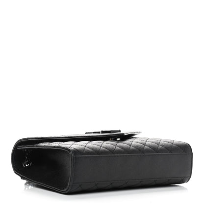 Saint Laurent Grain De Poudre Textured Mixed Matelasse Triquilt Medium Monogram Satchel Black 4 of 9