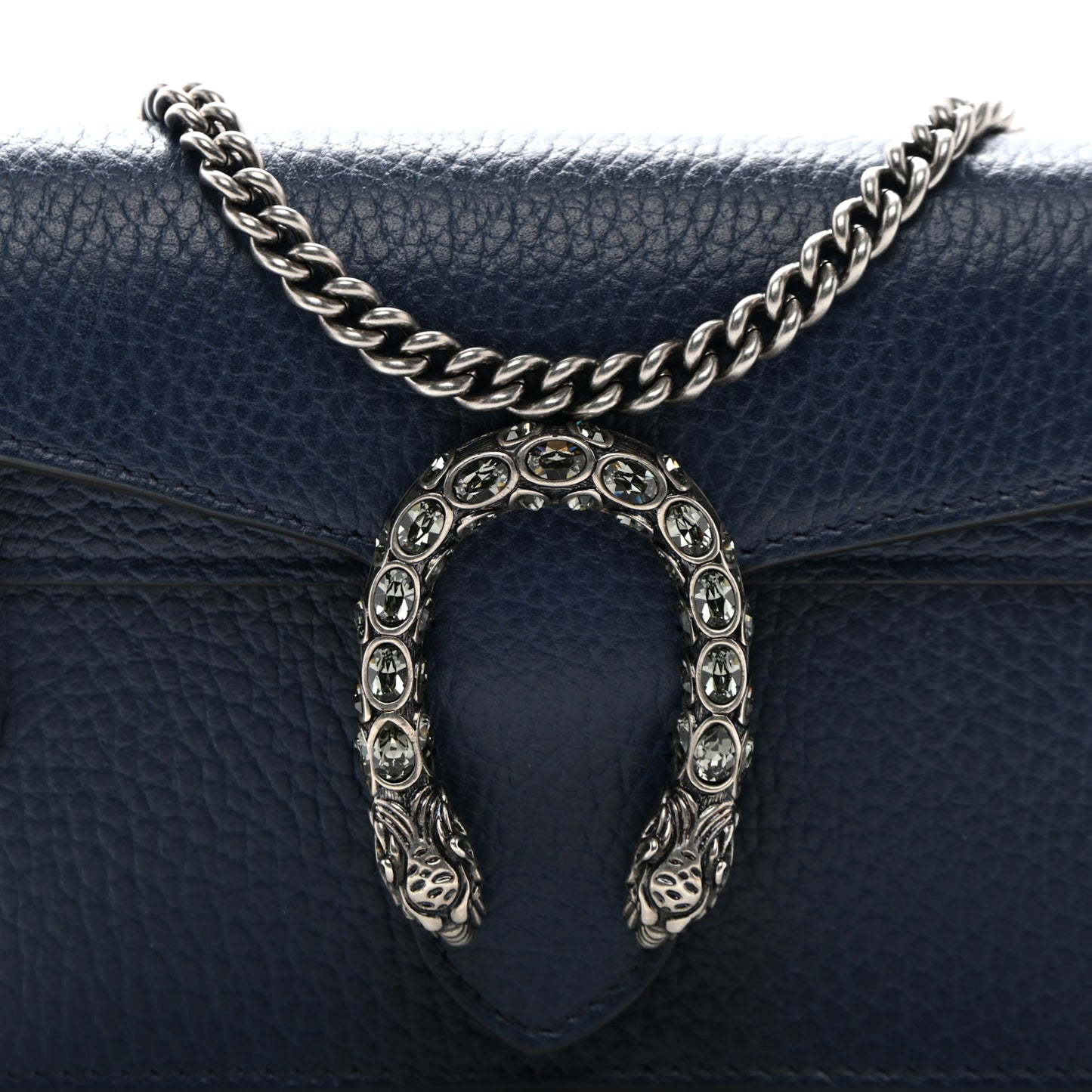 Dollar Calfskin Crystal Super Mini Dionysus Shoulder Bag Blue Agata Black Diamond