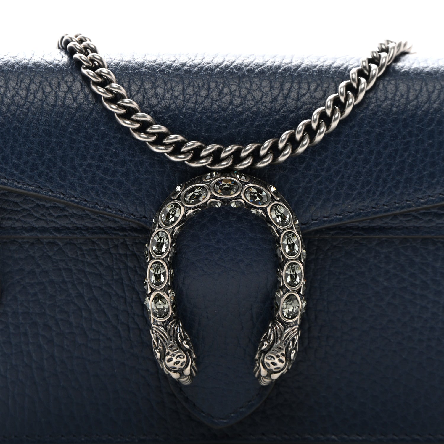 Gucci Dollar Calfskin Crystal Super Mini Dionysus Shoulder Bag Blue Agata Black Diamond 7 of 9