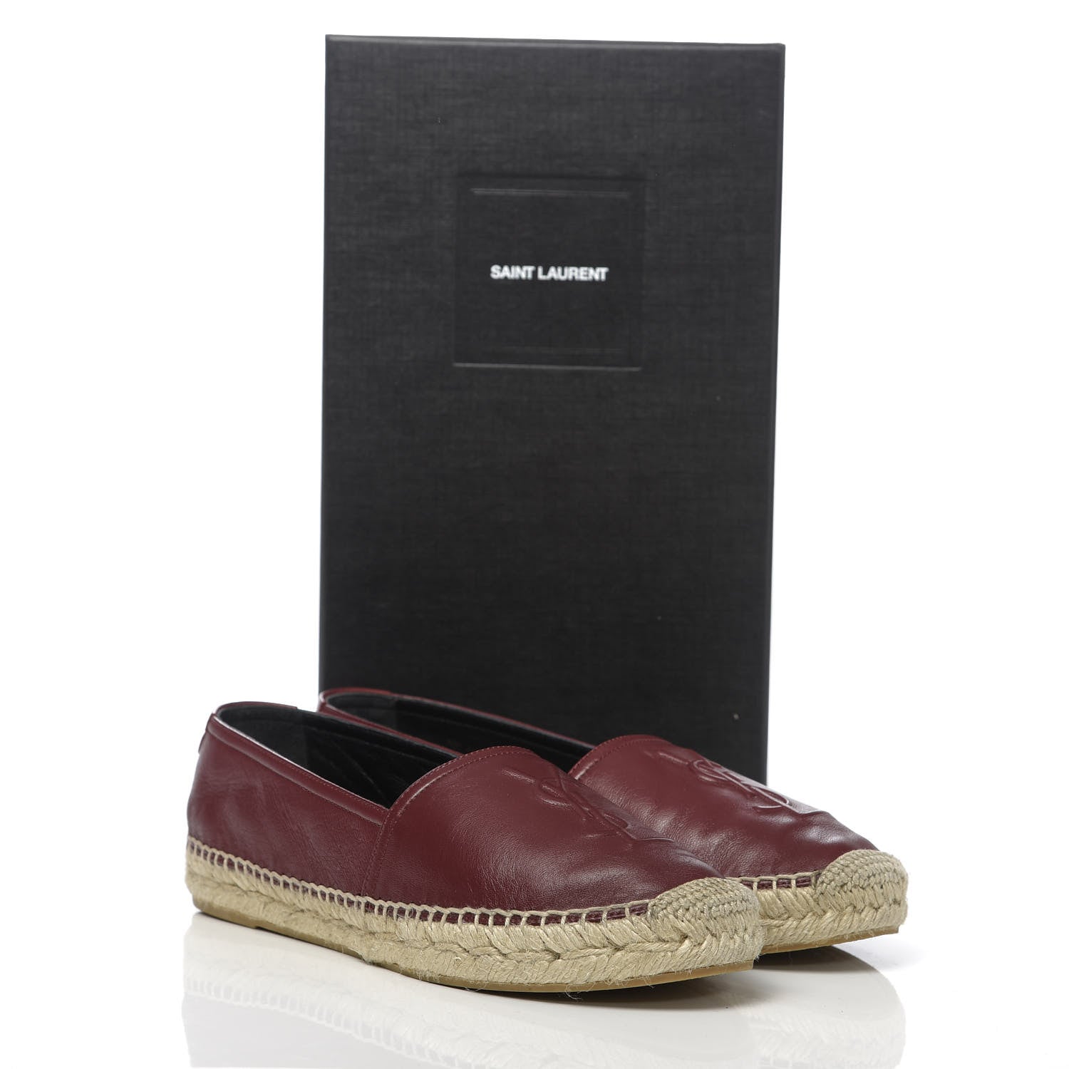 Saint Laurent Calfskin Monogram Espadrilles 36.5 Light Burgundy 9 of 9