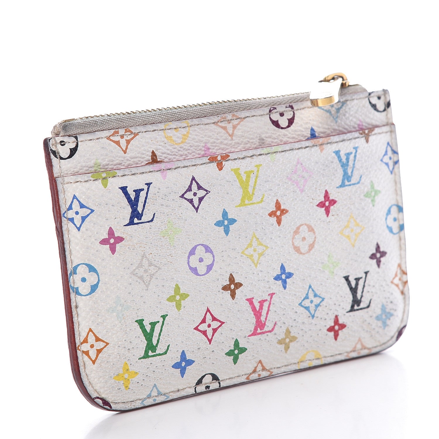 Louis Vuitton Monogram Multicolor Key Pouch White Litchi 3 of 16