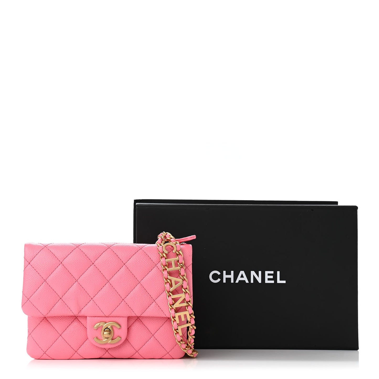 Shiny Caviar Pick Me Up Flap Belt Bag Pink