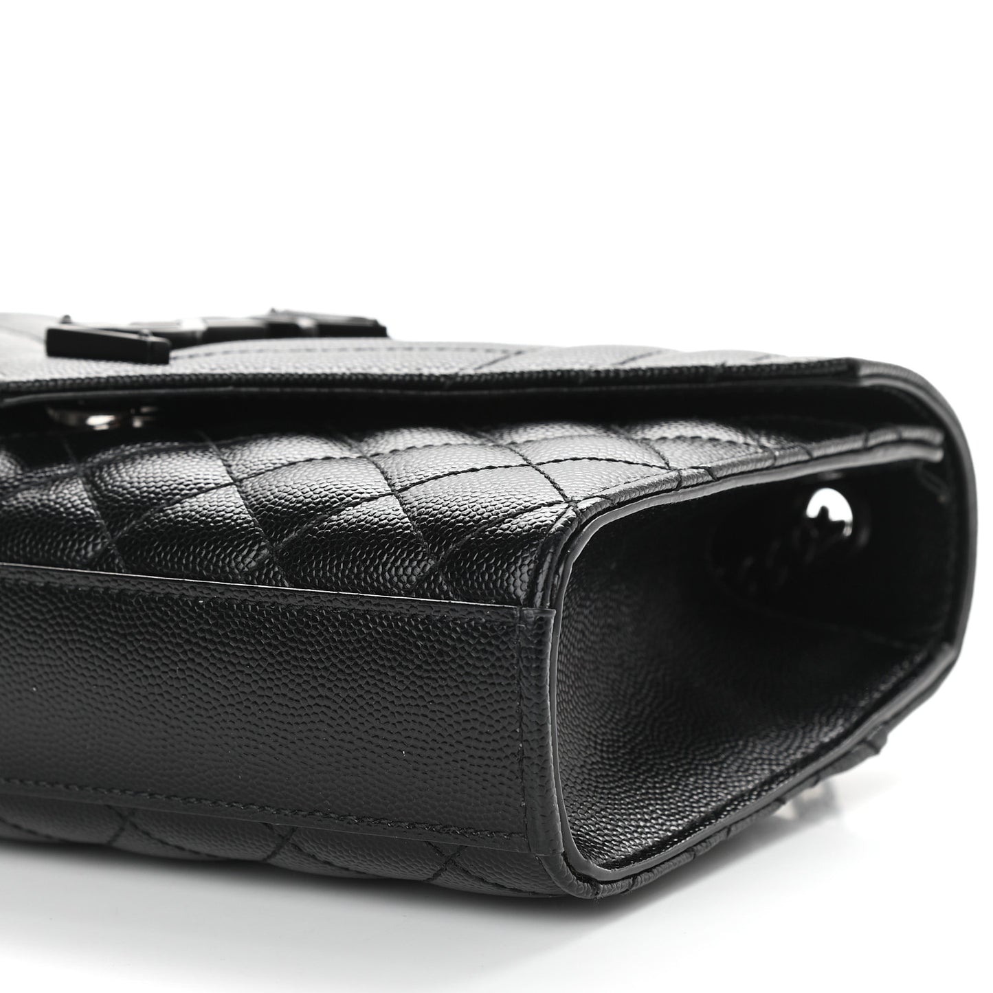 Grain De Poudre Textured Mixed Matelasse Triquilt Small Monogram Satchel Black