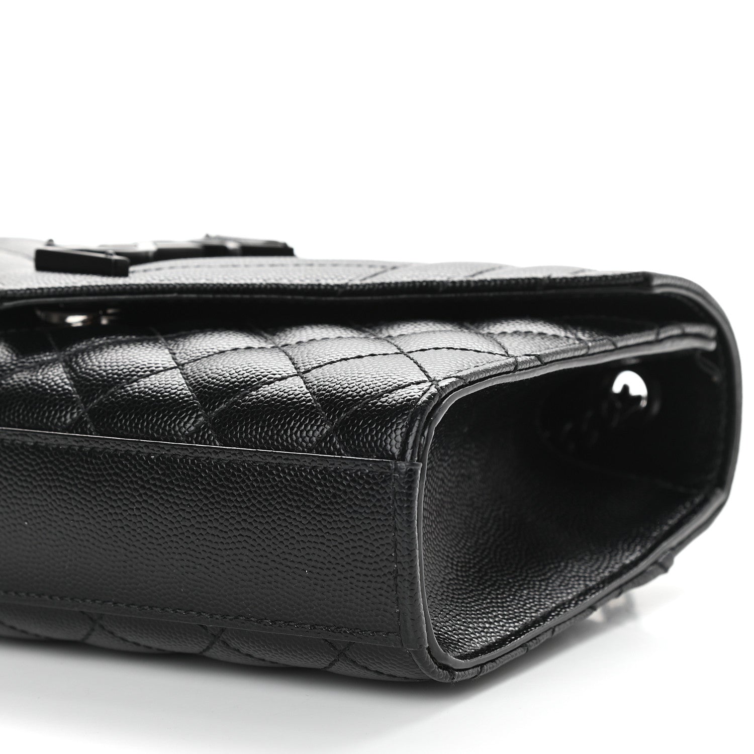 Saint Laurent Grain De Poudre Textured Mixed Matelasse Triquilt Small Monogram Satchel Black 8 of 9
