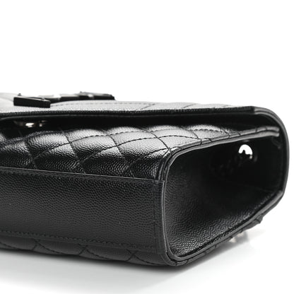 Saint Laurent Grain De Poudre Textured Mixed Matelasse Triquilt Small Monogram Satchel Black 8 of 9