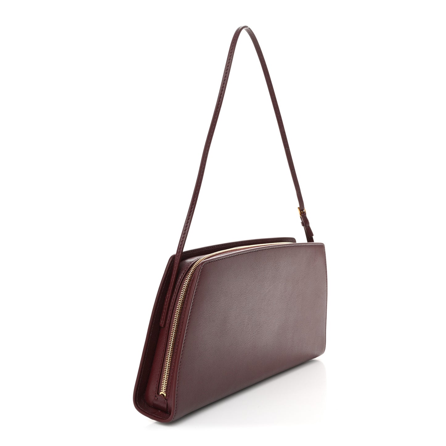Saddle Calfskin Dalia Baguette Shoulder Bag Burgundy