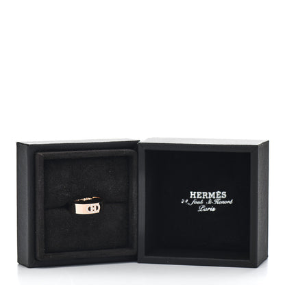 Hermes 18K Rose Gold Diamond PM H D'Ancre Ring 56 7.5 5 of 5