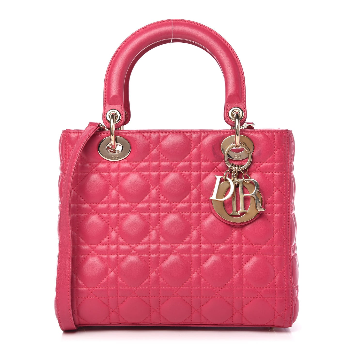 Lambskin Cannage Medium Lady Dior Fuchsia