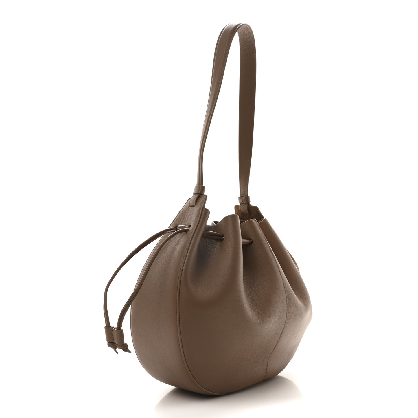 Calfskin Flores Drawstring Bag Biscotto