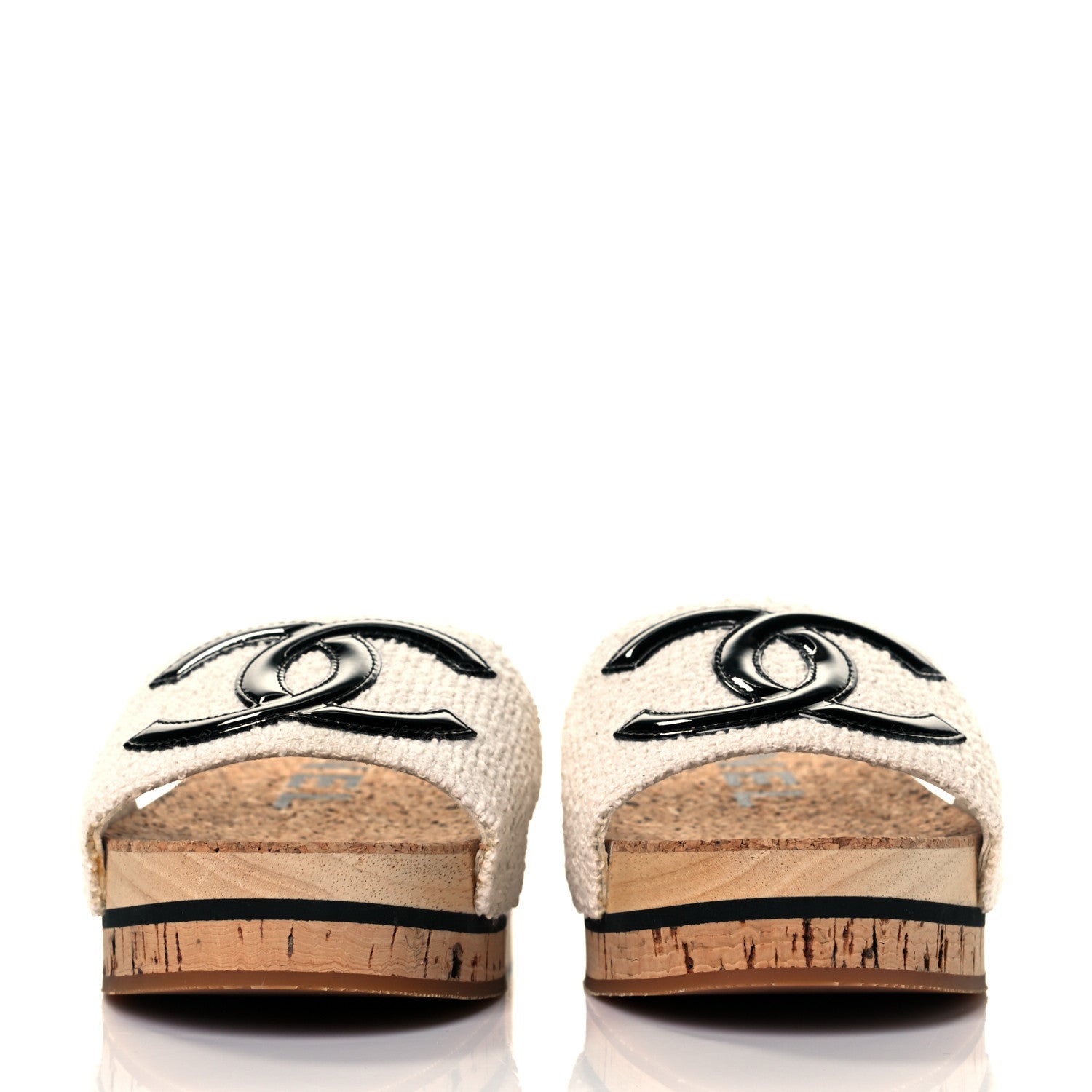 Chanel Tweed Cork CC Mule Sandal 36 White 2 of 10
