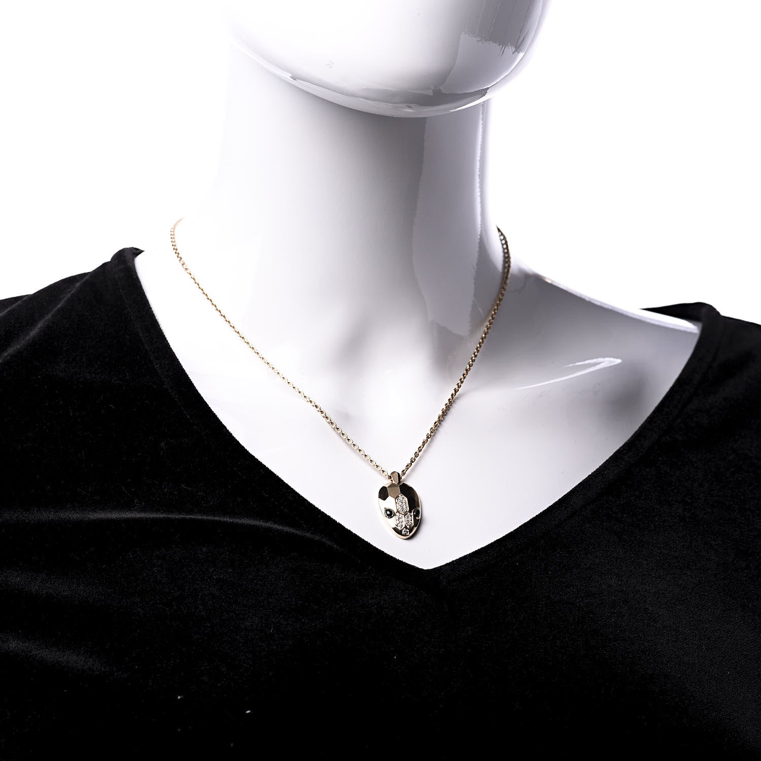 Bulgari 18K Rose Gold Diamond Onyx Serpenti Seduttori Pendant Necklace 2 of 6