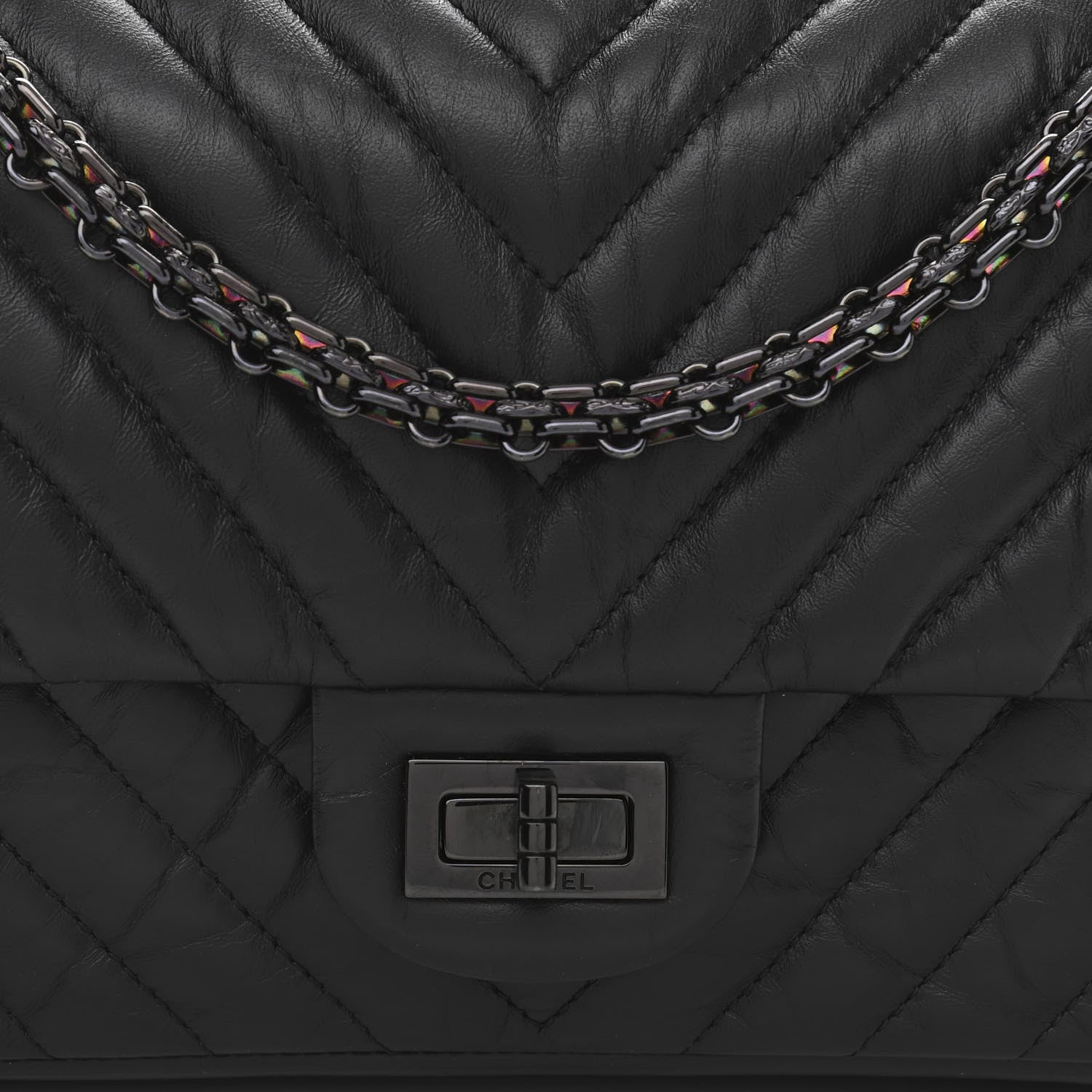 Chanel Aged Calfskin Chevron Quilted 2.55 Reissue 225 Flap So Black 8 of 10