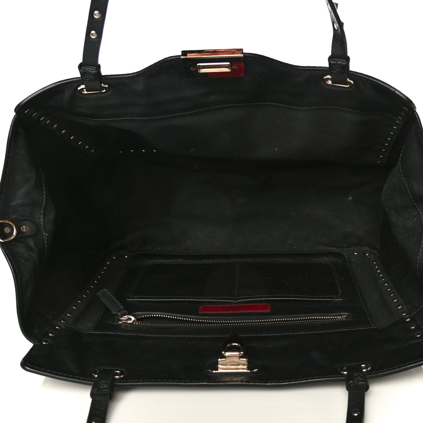 Vitello Medium Rockstud Tote Black