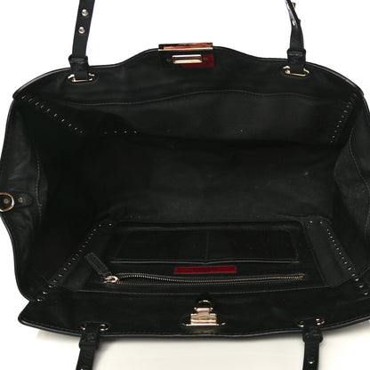 Valentino Garavani Vitello Medium Rockstud Tote Black 5 of 11