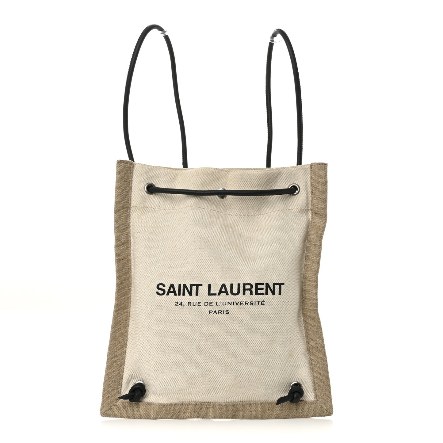 Linen Calfskin Rive Gauche Backpack Greggio Natural
