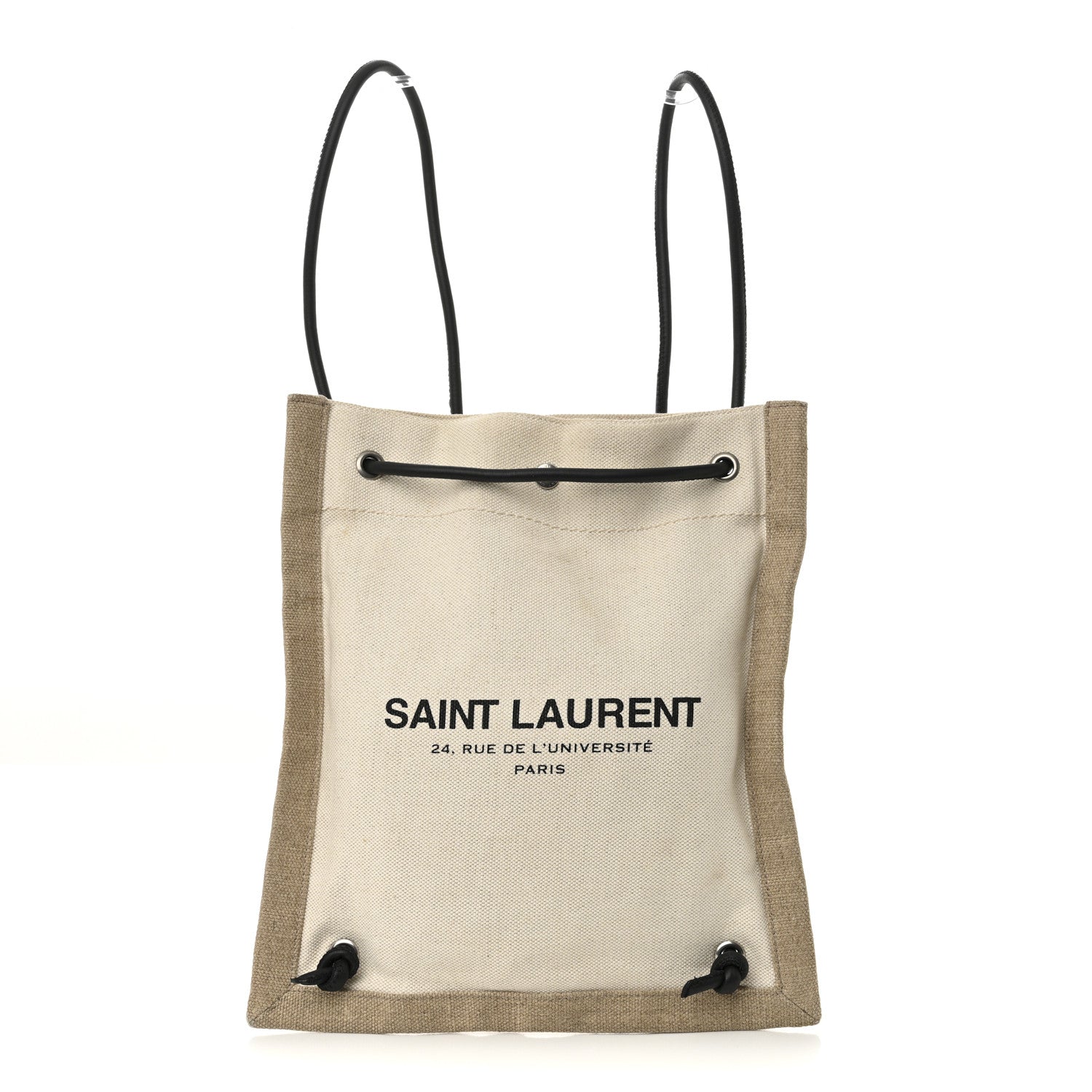 Saint Laurent Linen Calfskin Rive Gauche Backpack Greggio Natural 1 of 11