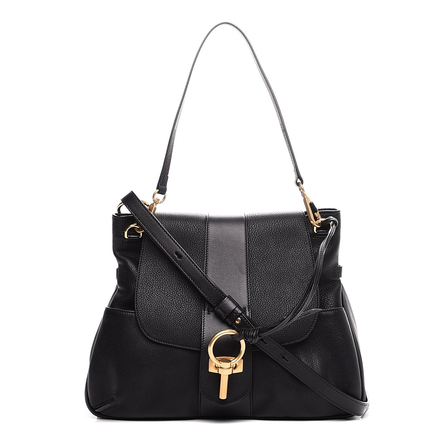 Chloe Grained Lambskin Calfskin Medium Lexa Shoulder Bag Black 1 of 8