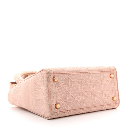 Christian Dior Canvas Embroidered Cannage Medium Lady D-Lite Pink 4 of 20