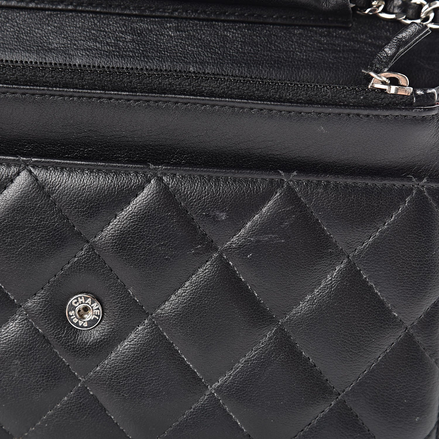 Chanel Lambskin Quilted Wallet On Chain WOC Black 12 of 15