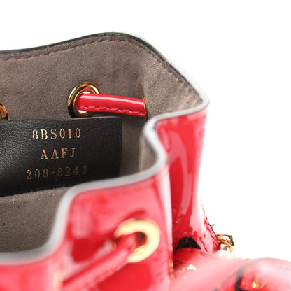 Fendi Vitello Vernice Mou F is Fendi Karligraphy Embossed Mini Mon Tresor Bucket Bag Rosso Cardinale 7 of 10