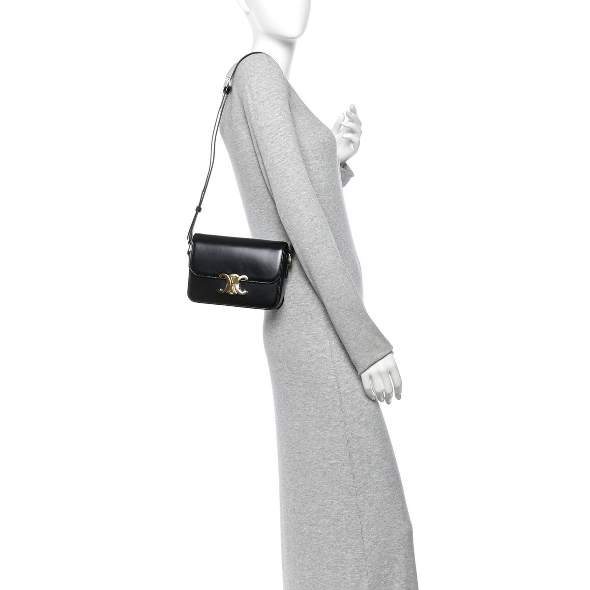 Celine Shiny Calfskin Teen Triomphe Black 2 of 10