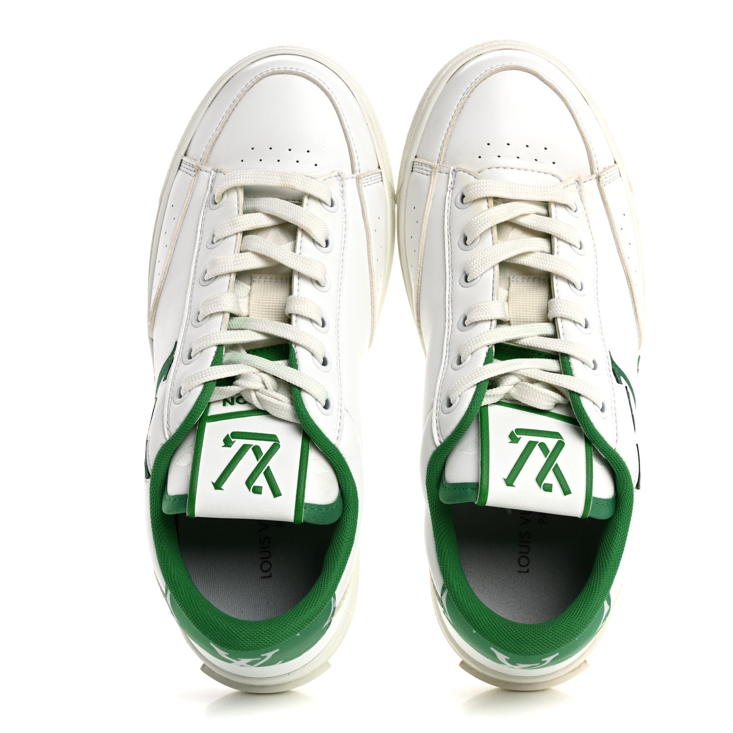 Louis Vuitton Calfskin Womens Charlie Sneakers 36.5 White Green 2 of 11