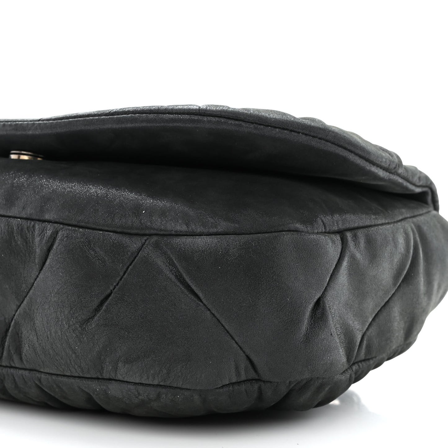 Iridescent Calfskin Glint Flap Black