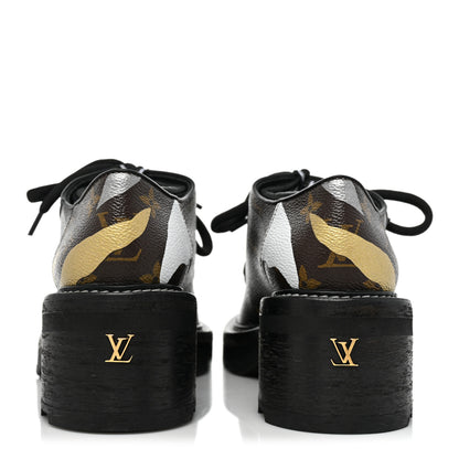 Louis Vuitton X LOL Monogram Calfskin Beaubourg Platform Derby Shoes 40 Gold Silver 4 of 9