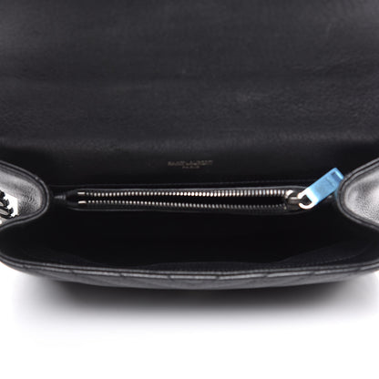 Saint Laurent Sheepskin Matelasse Chevron Monogram Medium College Bag Black 5 of 12