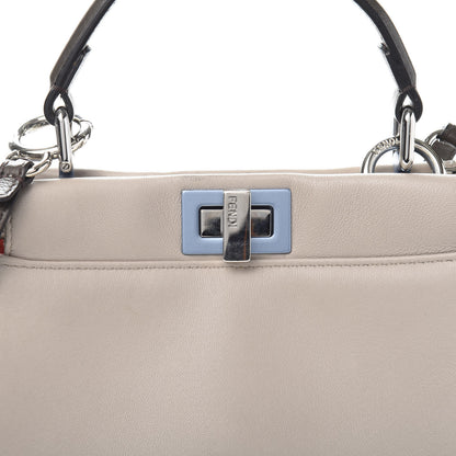 Fendi Nappa Colorblock Mini Peekaboo Iconic Satchel Grigio Polvere Carbone Bloody Mary 12 of 12