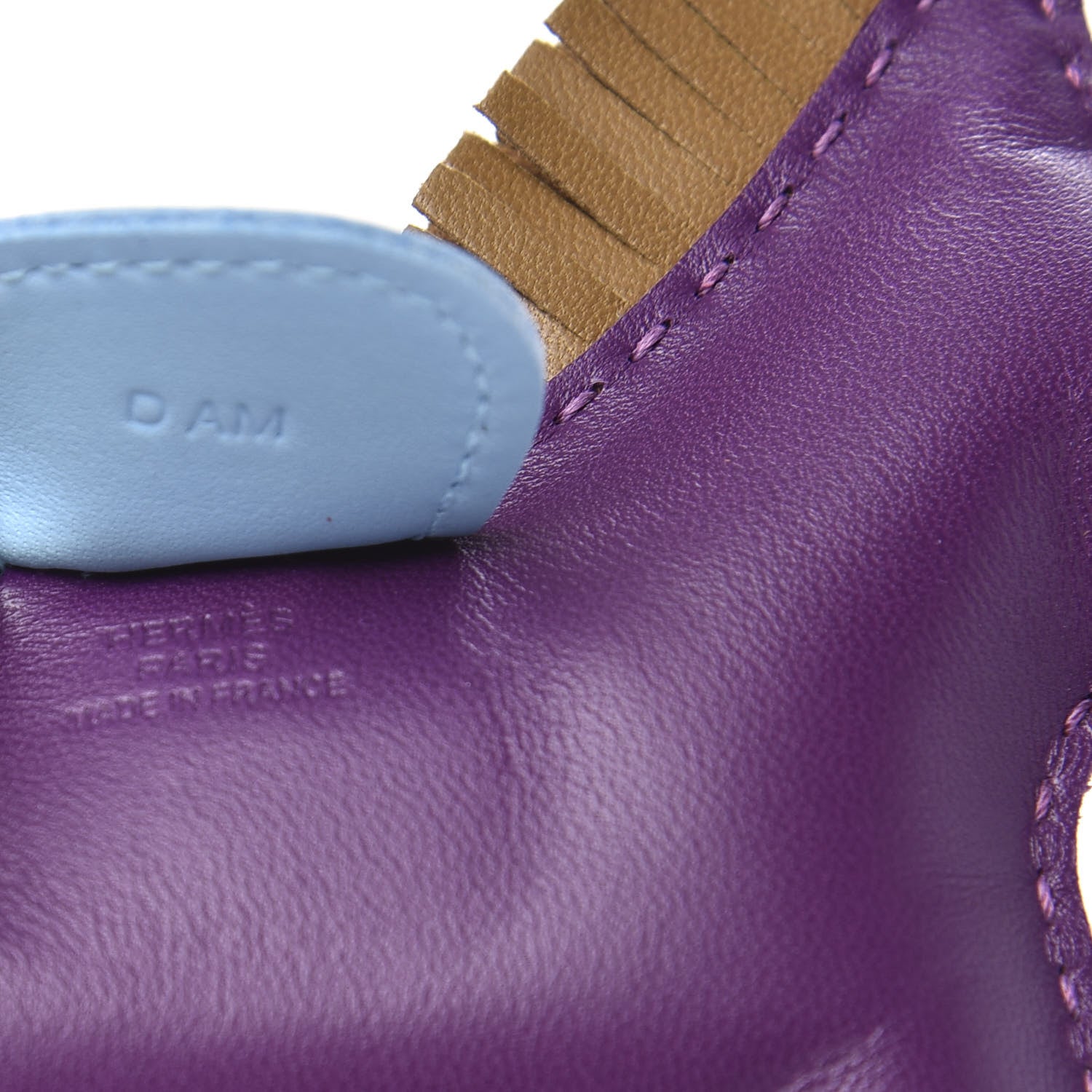 Hermes Milo Lambskin Grigri Rodeo Horse Bag Charm MM Violet Celeste Kraft 3 of 4