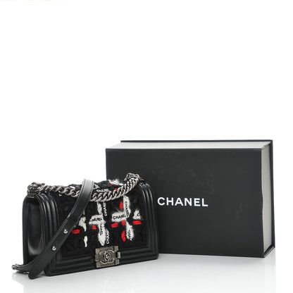 Chanel Lambskin Tweed Logo Embroidered Medium Boy Flap White Red Black 8 of 8