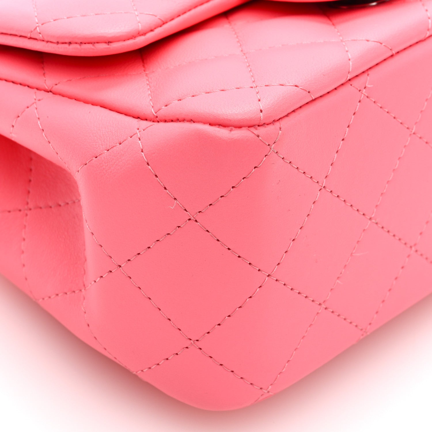 Chanel Lambskin Quilted Mini Square Flap Coral Pink 9 of 10