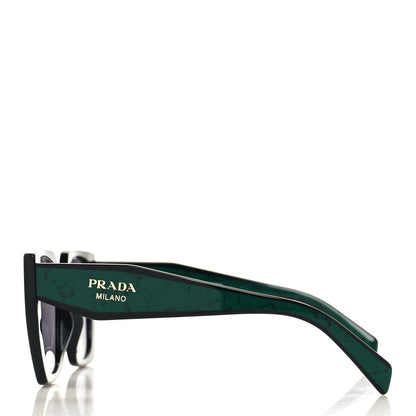 Prada Acetate Marble Effect Geometric Sunglasses SPR 15W Black Green 4 of 7
