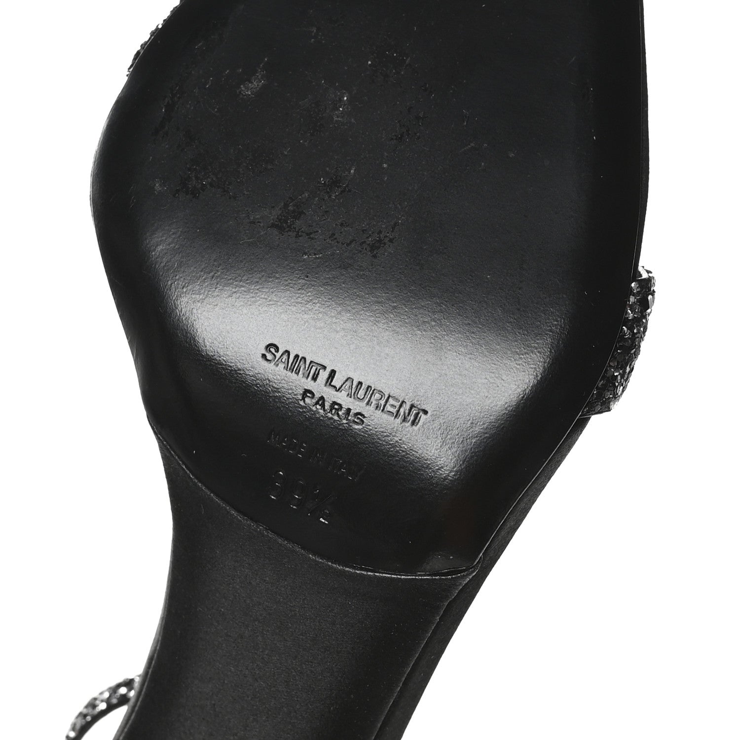 Saint Laurent Glitter Amber 105 Ankle Strap Sandals 39.5 Black 7 of 10
