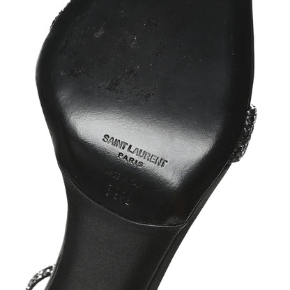 Saint Laurent Glitter Amber 105 Ankle Strap Sandals 39.5 Black 7 of 10