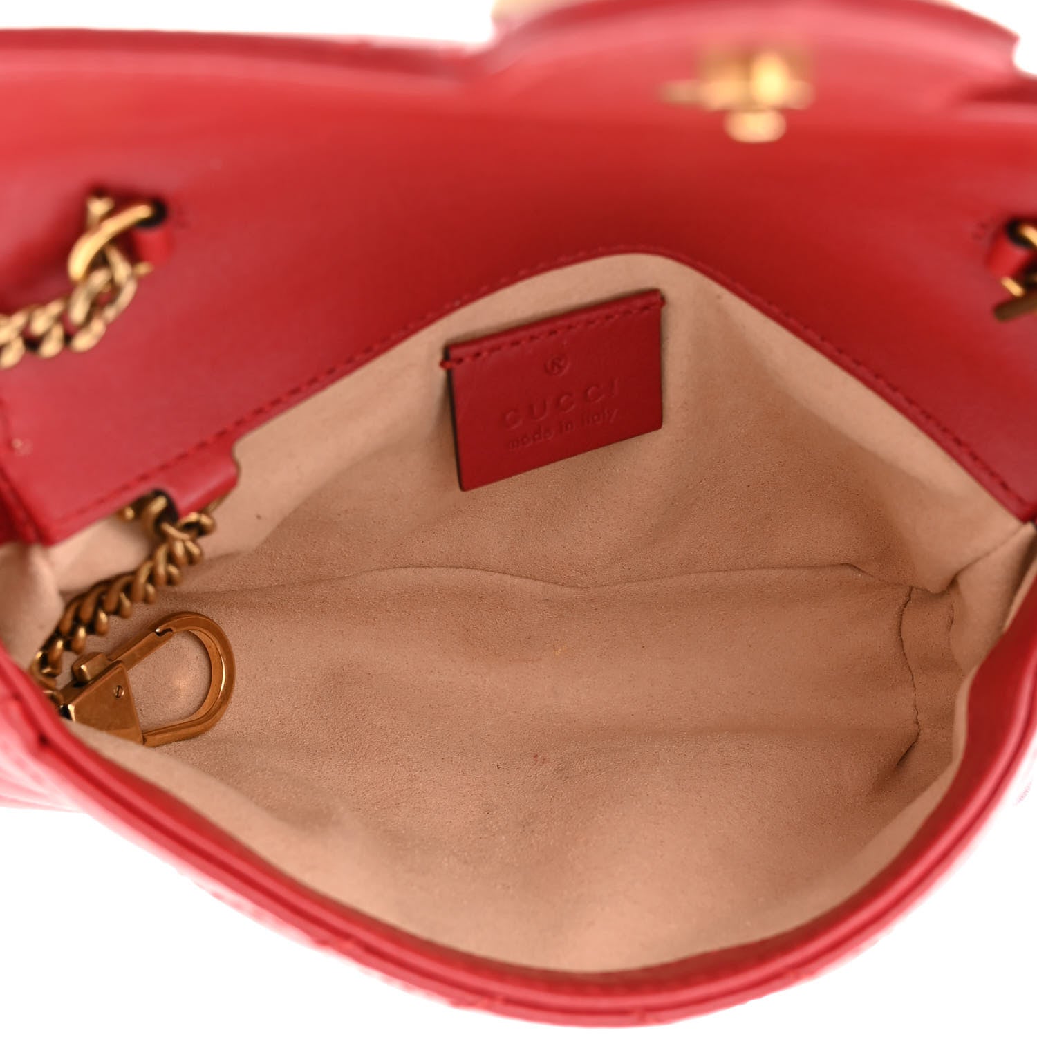 Gucci Calfskin Matelasse Super Mini GG Marmont Shoulder Bag Hibiscus Red 5 of 12
