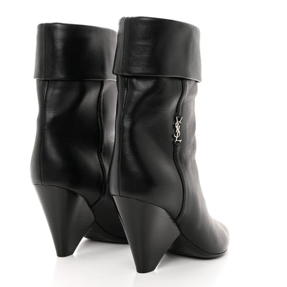 Saint Laurent Calfskin Liz 85 Wedge Booties 36 Black 4 of 8