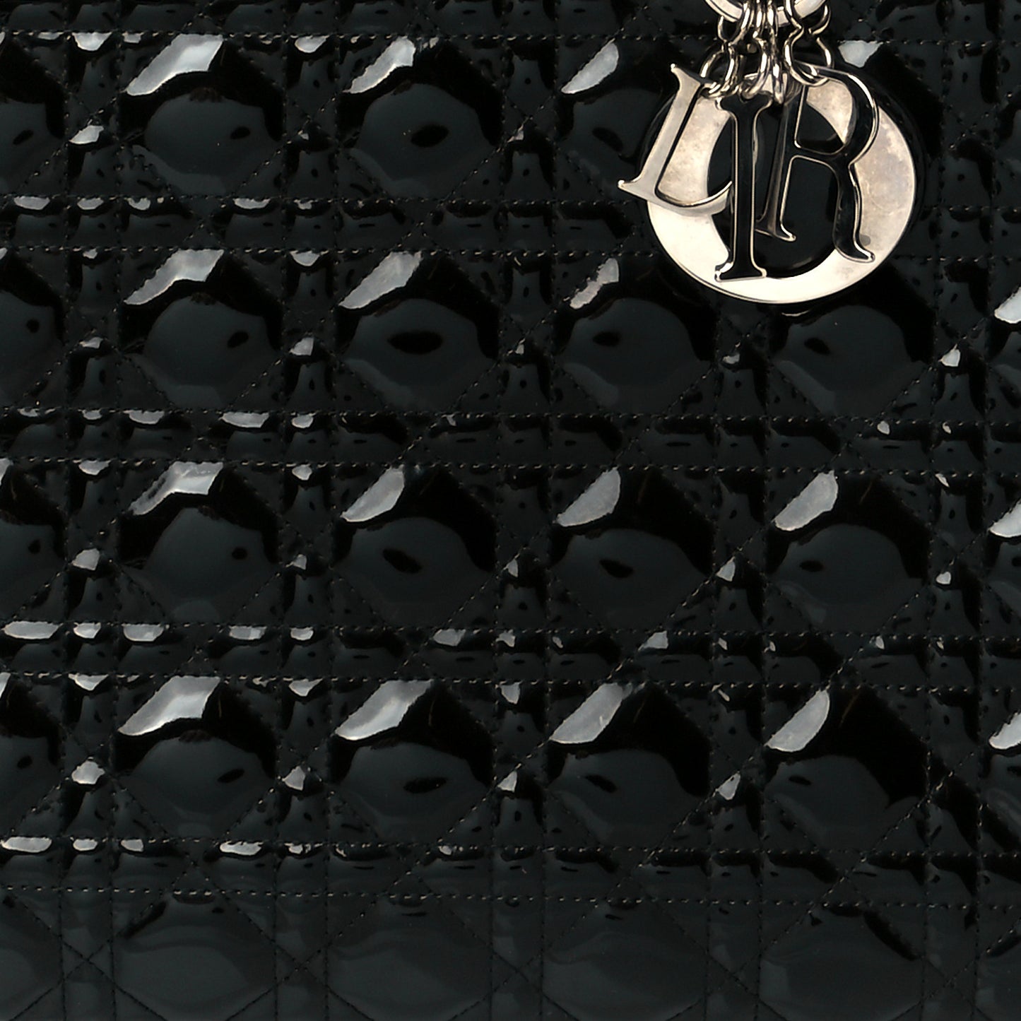 Patent Cannage Large Lady Dior Black