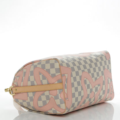 Louis Vuitton Damier Azur Tahitienne Speedy Bandouliere 30 Rose Ballerine 4 of 7